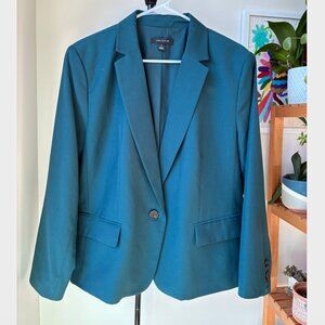 Ann Taylor Dark Emerald Green Blazer with Hemmed Sleeves - Size 14